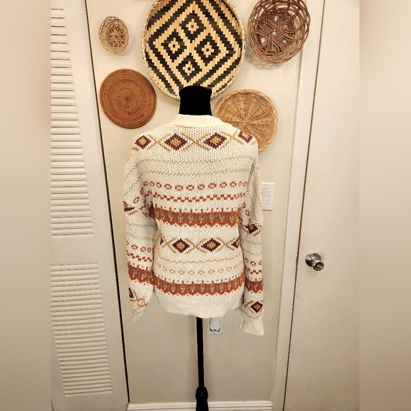 Soft And Cozy Cream V-Neck Button Up Knitted Sweater - Picture 7 of 10